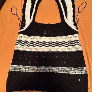 Striped Crochet Ruffle Sweater tank top